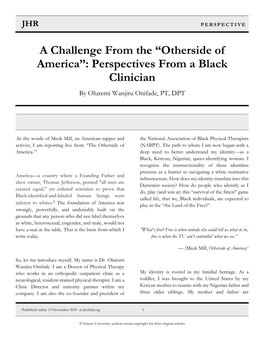 Otherside of America”: Perspectives from a Black Clinician by Oluremi Wanjiru Onifade, PT, DPT