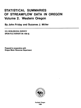 Volume 2. Western Oregon