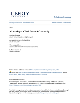 Arkhonskaya: a Terek Cossack Community