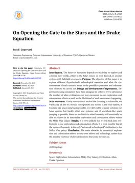 On Opening the Gate to the Stars and the Drake Equation