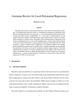 Literature Review for Local Polynomial Regression