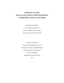 How Ex-Ante Expectations Determine Asymmetric Conflict Outcomes