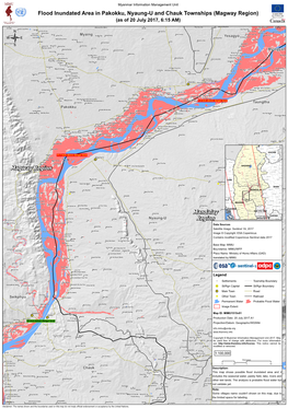 Flood Inundated Area in Pakokku, Nyaung-U and Chauk Townships (Magway Region) (As of 20 July 2017, 6:15 AM)