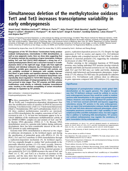 Simultaneous Deletion of the Methylcytosine Oxidases Tet1 And