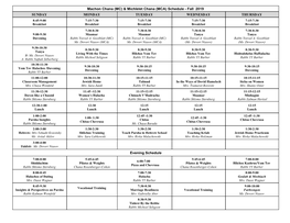 Machon Chana (MC) & Michlelet Chana (MCA) Schedule