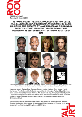 The Royal Court Theatre Announces Cast for Glass