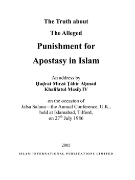 The Truth About the Alleged Punishment for Apostasy in Islam