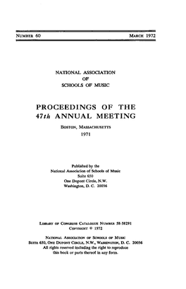 PROCEEDINGS of the 47Th ANNUAL MEETING BOSTON, MASSACHUSETTS 1971