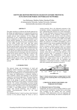 Software Defined Protocols Based on Generic Protocol Functions for Wired and Wireless Networks