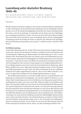 Luxemburg Unter Deutscher Besatzung 1940-45 DIE BEVÖLKERUNG EINES KLEINEN LANDES ZWISCHEN KOLLABORATION UND WIDERSTAND