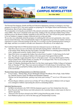 Bathurst High Campus Newsletter