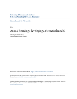 Animal Hoarding : Developing a Theoretical Model