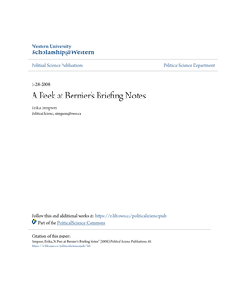 A Peek at Bernier's Briefing Notes Erika Simpson Political Science, Simpson@Uwo.Ca