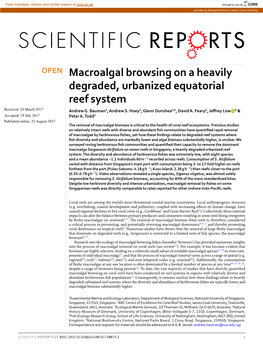Macroalgal Browsing on a Heavily Degraded, Urbanized Equatorial Reef System Received: 24 March 2017 Andrew G