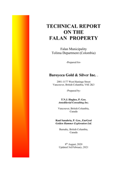 Technical Report on the Falan Property