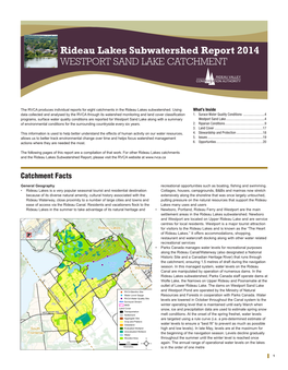 Rideau Lakes Subwatershed Report 2014 WESTPORT SAND LAKE CATCHMENT