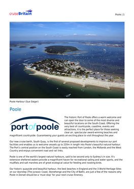 Poole | 1 Poole Harbour (Sue Sieger) the Historic Port of Poole Offers A