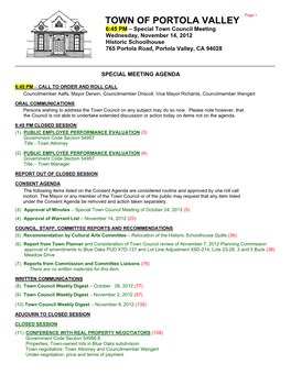 Memorandum Town of Portola Valley