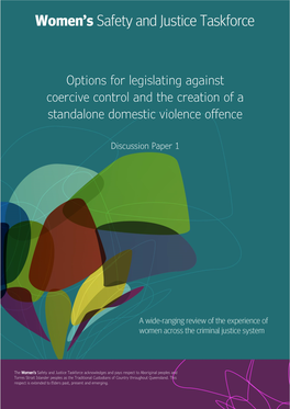 Options for Legislating Against Coercive Control and the Creation of a Standalone Domestic Violence Offence