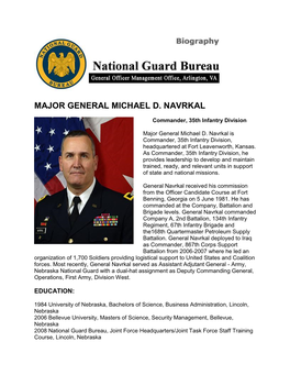 Major General Michael D. Navrkal