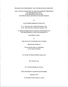 The Unesco Committee on the Philosophic Principles of the Rights of Man and the Drafting of the Universal Declaration of Human Rights