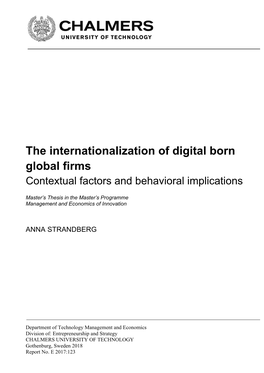 The Internationalization of Digital Born Global Firms