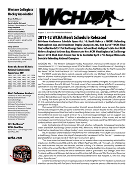 2011-12 WCHA Men's Schedule Released
