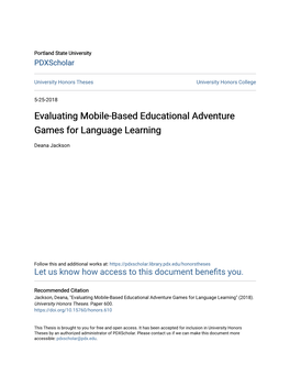 Evaluating Mobile-Based Educational Adventure Games for Language Learning