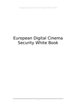 European Digital Cinema Security White Book