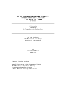 Gender and Healing Authority in the Delaware Valley, 1740–1830