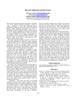 Recency Judgments and List Context