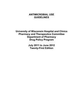 Antimicrobial Use Guidelines