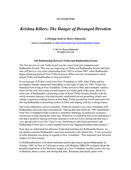 Krishna Killers: the Danger of Deranged Devotion