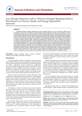 Low Estrogen Exposure And/Or Defective Estrogen Signaling