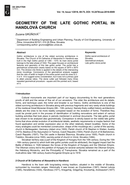 Geometry of the Late Gothic Portal in Handlová Church