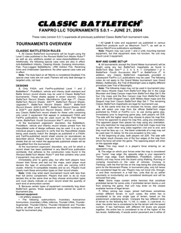 Classic Battletech® FANPRO LLC TOURNAMENTS 5.0.1 – JUNE 21, 2004