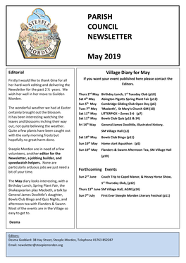 PARISH COUNCIL NEWSLETTER May 2019