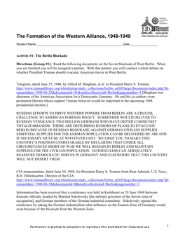 The Formation of the Western Alliance, 1948-1949