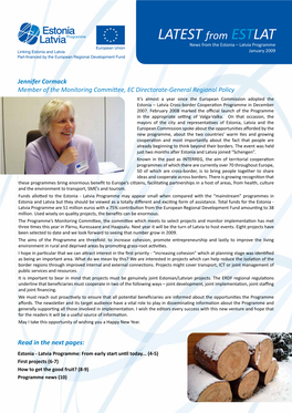 LATEST from ESTLAT News from the Estonia – Latvia Programme January 2009