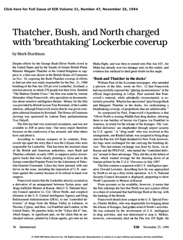 Thatcher, Bush, and North Charged with 'Breathtaking' Lockerbie Coverup