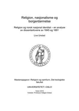 Religion, Nasjonalisme Og Borgerdannelse