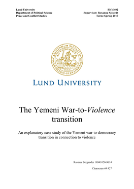 The Yemeni War-To-Violence Transition