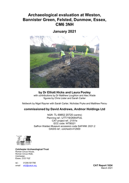 Archeological Evaluation at Weston Bannister Green, Felsted, Dunmow