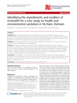 Identifying the Impediments and Enablers of Ecohealth for a Case