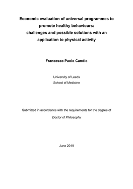 Economic Evaluation of Universal Programmes to Promote Healthy Behaviours: Challenges and Possible Solutions with an Application to Physical Activity