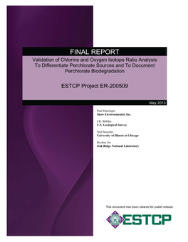 ESTCP Project ER-200509