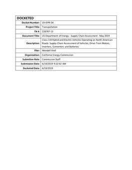 Supply Chain Assessment