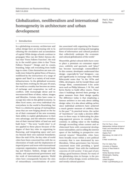 Globalization, Neoliberalism and International Homogeneity in Architecture and Urban Development