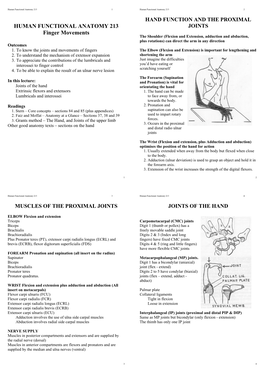 HUMAN FUNCTIONAL ANATOMY 213 Finger Movements