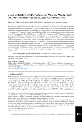 133 Using Criticality of GPU Accesses in Memory Management for CPU